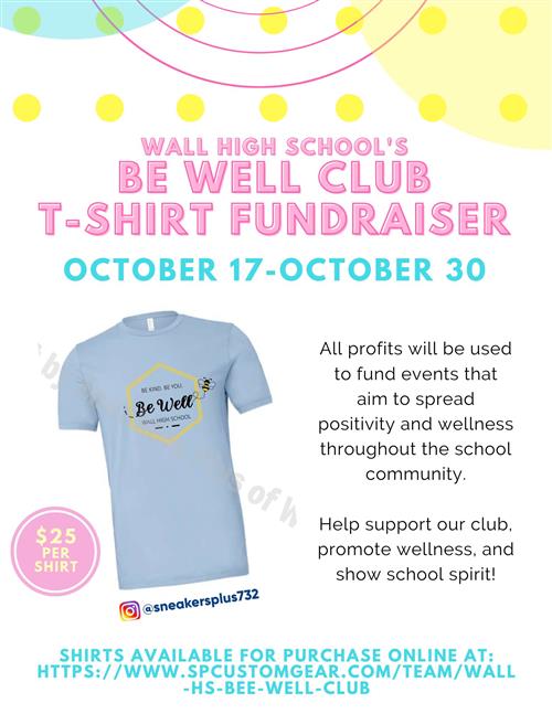 October 17-28 All profits will be used to fund events for positivity and wellness in the school community. Link for purchase
